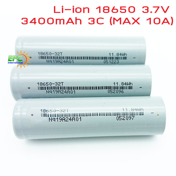 แบตเตอรี่ Li-ion 18650 3400mAh 3C 10A